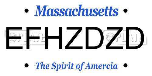 EFHZDZD Massachusetts License Plate