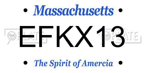 EFKX13 Massachusetts License Plate