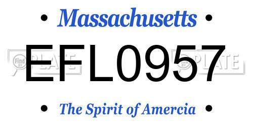 EFL0957 Massachusetts License Plate