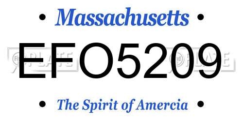 EFO5209 Massachusetts License Plate