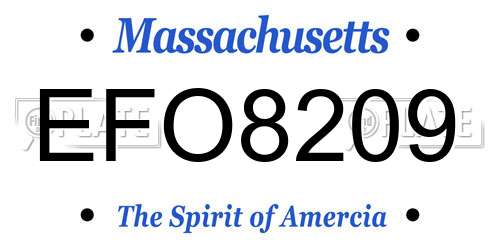 EFO8209 Massachusetts License Plate