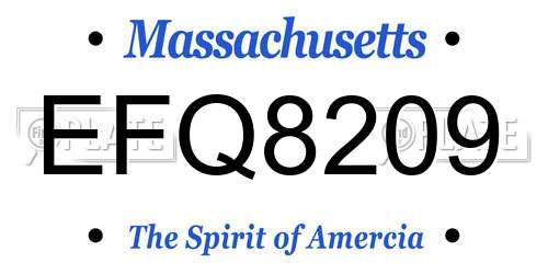 EFQ8209 Massachusetts License Plate