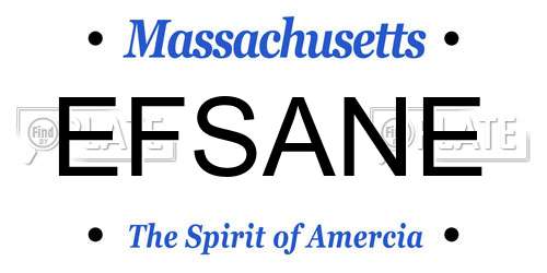 EFSANE Massachusetts License Plate