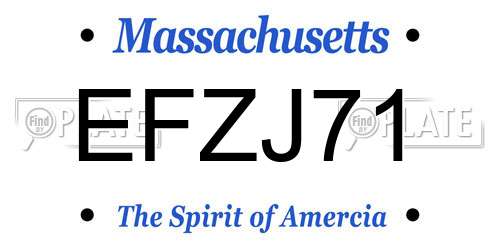 EFZJ71 Massachusetts License Plate