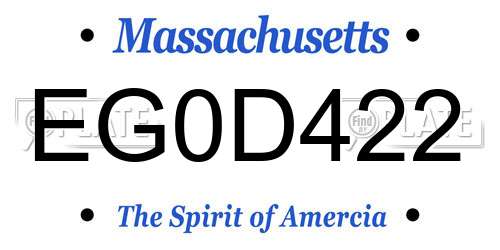EG0D422 Massachusetts License Plate