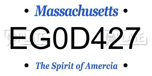 EG0D427 Massachusetts License Plate