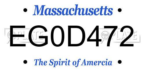 EG0D472 Massachusetts License Plate