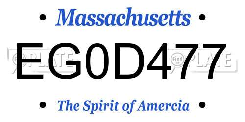 EG0D477 Massachusetts License Plate
