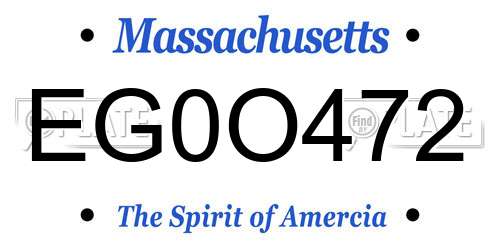 EG0O472 Massachusetts License Plate