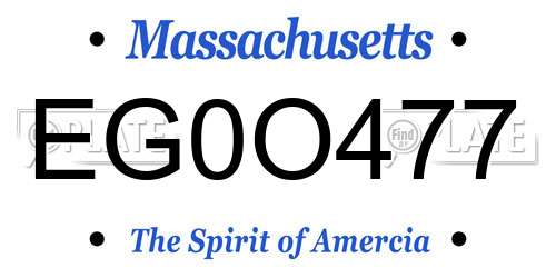 EG0O477 Massachusetts License Plate
