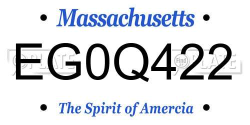 EG0Q422 Massachusetts License Plate