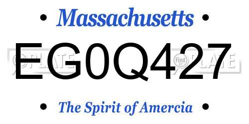 EG0Q427 Massachusetts License Plate