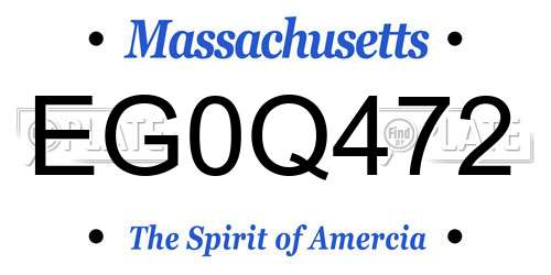 EG0Q472 Massachusetts License Plate