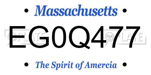 EG0Q477 Massachusetts License Plate