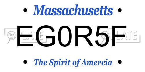 EG0R5F Massachusetts License Plate