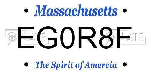 EG0R8F Massachusetts License Plate