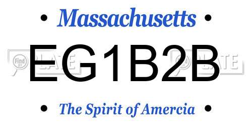 EG1B2B Massachusetts License Plate