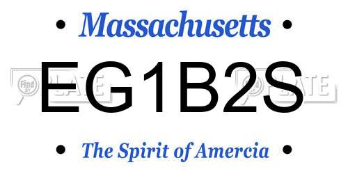 EG1B2S Massachusetts License Plate