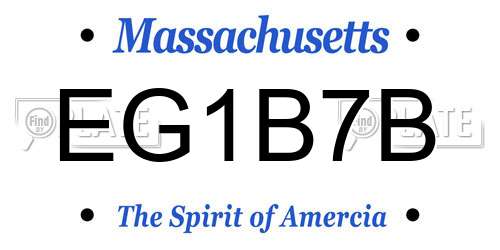 EG1B7B Massachusetts License Plate