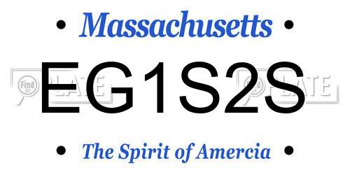 EG1S2S Massachusetts License Plate