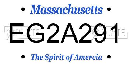EG2A291 Massachusetts License Plate