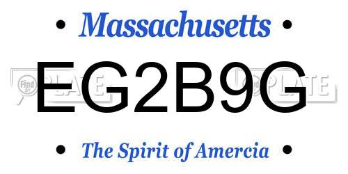 EG2B9G Massachusetts License Plate