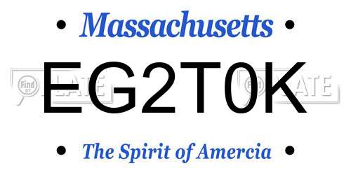 EG2T0K Massachusetts License Plate