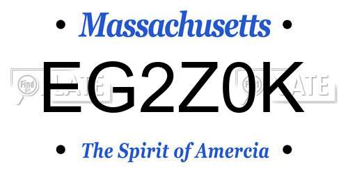 EG2Z0K Massachusetts License Plate