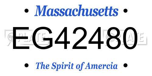 EG42480 Massachusetts License Plate