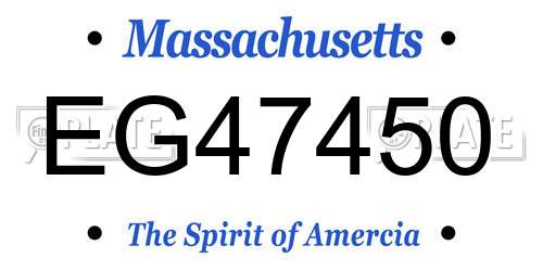EG47450 Massachusetts License Plate