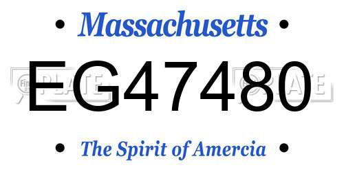 EG47480 Massachusetts License Plate