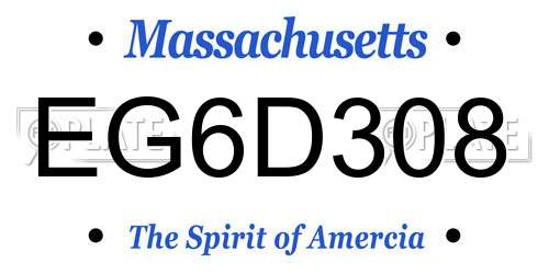 EG6D308 Massachusetts License Plate