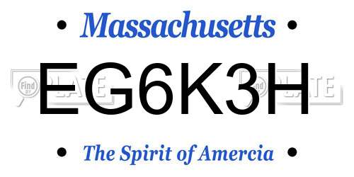 EG6K3H Massachusetts License Plate