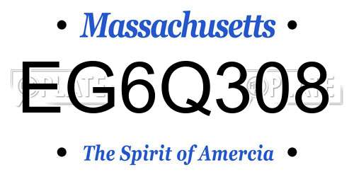 EG6Q308 Massachusetts License Plate