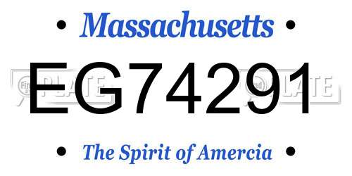 EG74291 Massachusetts License Plate