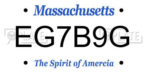 EG7B9G Massachusetts License Plate