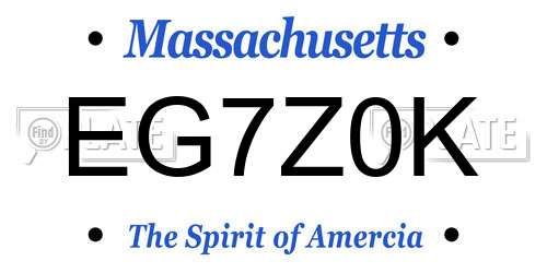 EG7Z0K Massachusetts License Plate