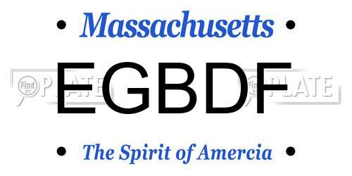 EGBDF Massachusetts License Plate
