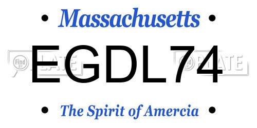 EGDL74 Massachusetts License Plate