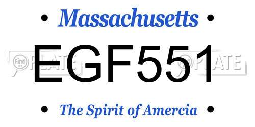 EGF551 Massachusetts License Plate