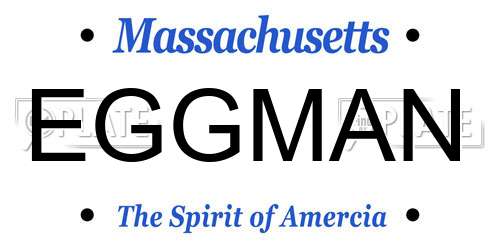 EGGMAN Massachusetts License Plate
