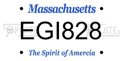 EGI828 Massachusetts License Plate