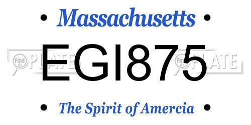 EGI875 Massachusetts License Plate