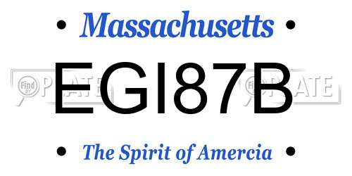 EGI87B Massachusetts License Plate