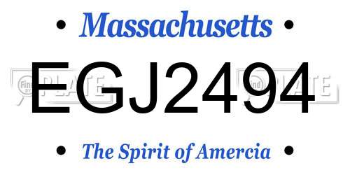 EGJ2494 Massachusetts License Plate