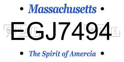 EGJ7494 Massachusetts License Plate