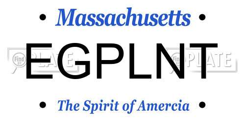 EGPLNT Massachusetts License Plate