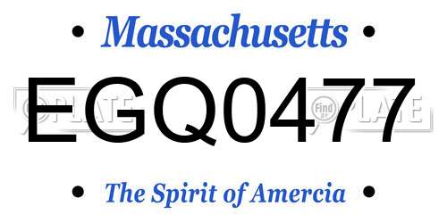 EGQ0477 Massachusetts License Plate