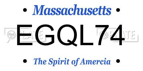 EGQL74 Massachusetts License Plate