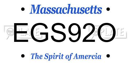 EGS92O Massachusetts License Plate